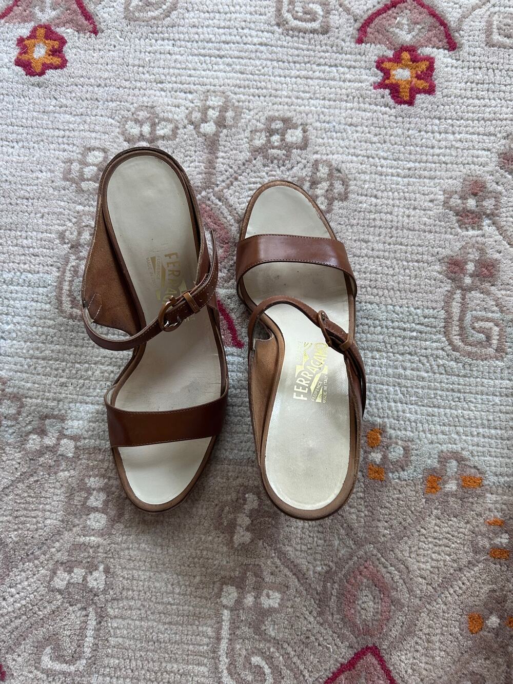 Salvatore Ferragamo Nevers 7cm Brown Leather Sandals